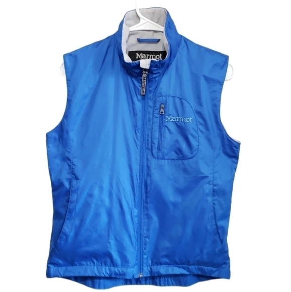 MARMOT Vibrant Blue Windbreaker Full Zip Sleeveless Vest Size SP - Picture 1 of 16